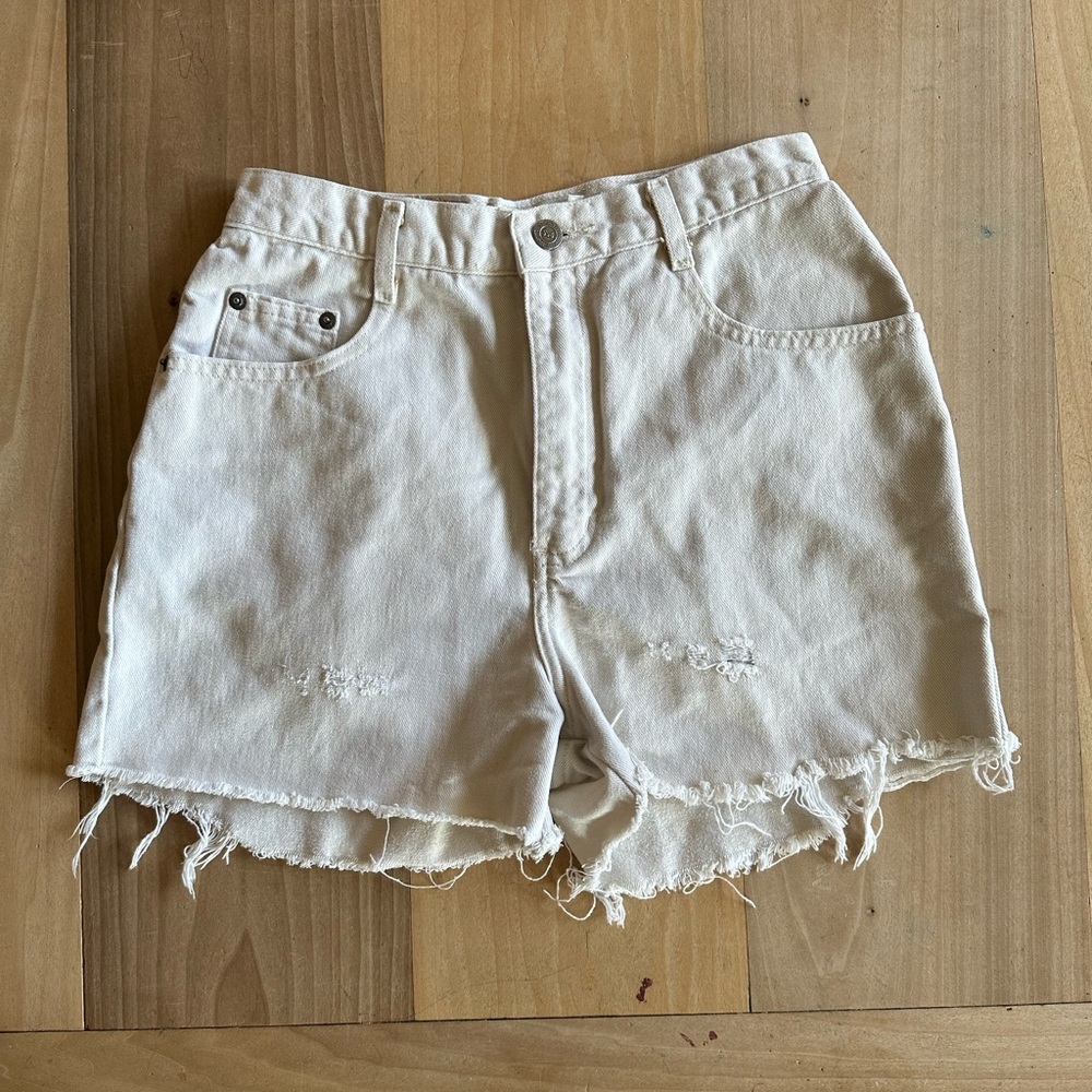 955 Original Vintage Jean high rise cut-off shorts, cream, S